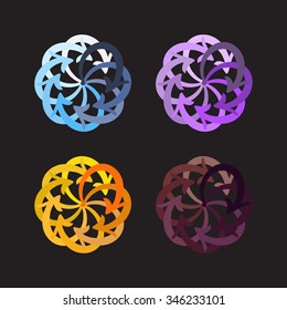 Vector set colorful arrows circle diagram on black background