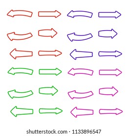 Vector Set of Colorful Arrows Isolated on White Background