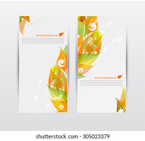 Vector set of colorful autumn leaves. Banners illustration