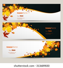 Vector set of colorful autumn leaves, banners illustration 