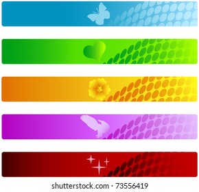 Vector set of colorful banners with custom text  .