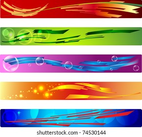 Vector set of colorful banners with custom text  .
