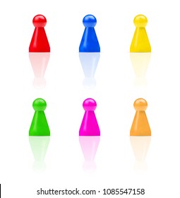 Vector set of colorful board game figures or team members isolated on white background