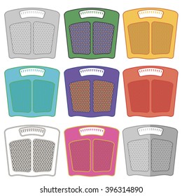 Vector Set of Colorful Body Weigh Scales