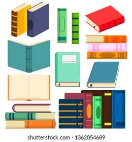 vector set of colorful books in flat design  graphic object illustration