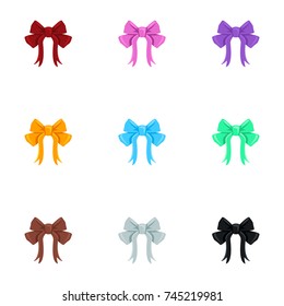 Vector Set of Colorful Bow Icons on White Background