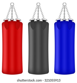 Vector Set of Colorful Boxing Bags Isolated on White Background