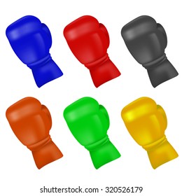 Vector Set of Colorful Boxing Gloves Isolated on White Background