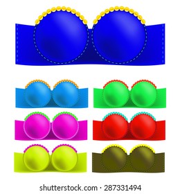 Vector Set of Colorful Bras Isolated on White Background