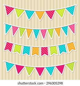 Vector set of colorful and bright bunting