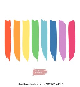Vector set of colorful brush strokes. Colorful vector brush strokes collection. Colorful paint spots vector set