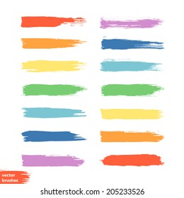 Vector set of colorful brush strokes. Colorful vector brush strokes collection. Colorful paint spots vector set