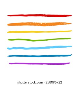 Vector set of colorful brush strokes. Colorful vector brush strokes collection. 