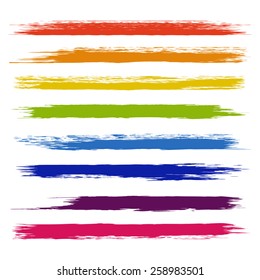 Vector set of colorful brush strokes. Colorful vector brush strokes collection. Colorful paint spots vector set.