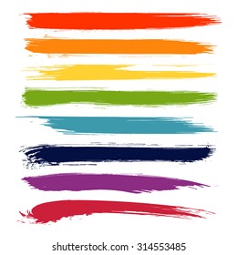 Vector set of colorful brush strokes. Colorful vector brush strokes collection. Colorful paint spots vector set

