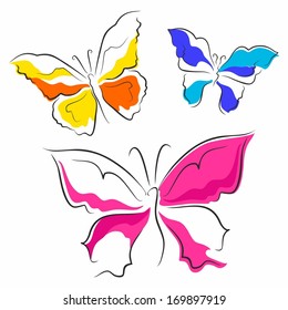Vector set of colorful butterflies
