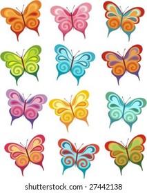 vector set of a colorful butterflies