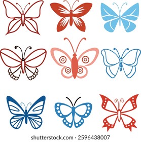 vector set of colorful butterfly illustrations