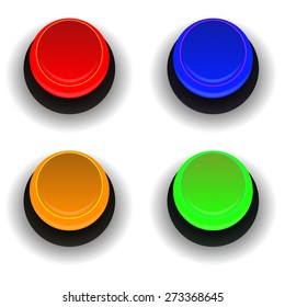 Vector Set of Colorful Buttons Isolated on White Background.