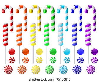 Vector set with colorful candies on white background