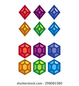 Vector Set of Colorful Cartoon Gems