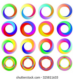 Vector Set of Colorful Circle Icons Isolated on White Background