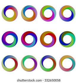 Vector Set of Colorful Circle Icons Isolated on White Background