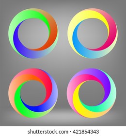 Vector Set of Colorful Circle Icons Isolated on Grey Background