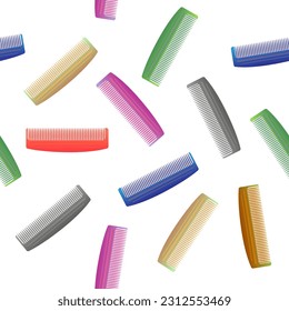 Vector Set of Colorful Combs Isolated on White Background. Seamless Pattern.