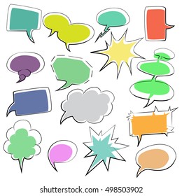 Vector set of colorful  comic speech bubbles. Vector image.