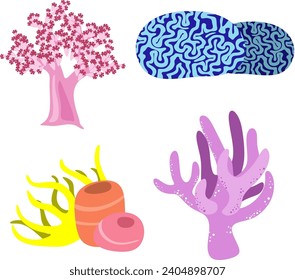 vector set of colorful corals