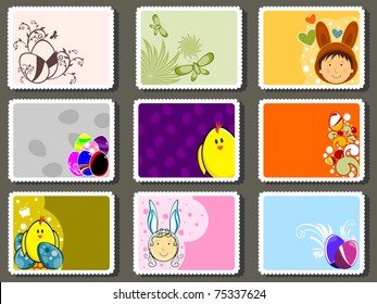 vector set of colorful design stamp for easter celebration