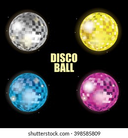 Vector set of colorful disco balls