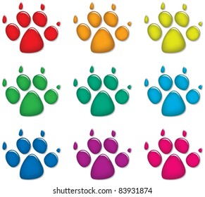 Vector Set Colorful Dogs Foot Prints Stock Vector (Royalty Free ...