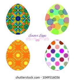 Vector Set Of Colorful Easter Eggs With Decorative Patterns