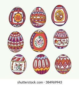 Vector set of colorful Easter eggs.