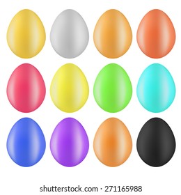 Vector Set of Colorful Eggs Isolated on White Background.
