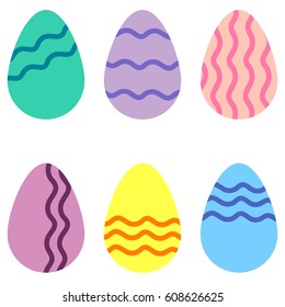 vector set of colorful eggs with waves