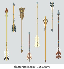 Vector set of colorful ethnic arrows