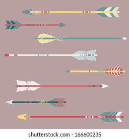 Vector set of colorful ethnic arrows