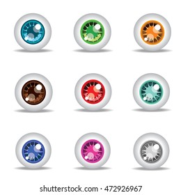 Vector set of colorful eyeball