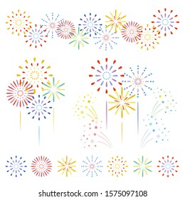 Vector set of colorful fireworks