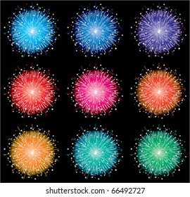 vector set of colorful fireworks