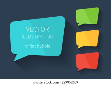 Vector set of colorful flat bubbles with long shadow