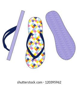 Vector set of colorful flip flops illustration