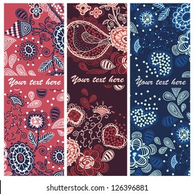 vector set of colorful floral cards