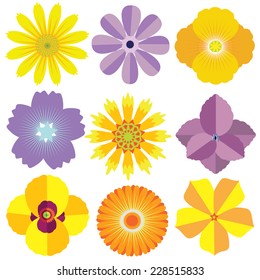 Vector set of colorful flowers of various kinds. 