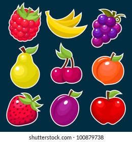 Vector set of colorful fruit icons.