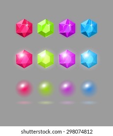 Vector set of colorful gems, design elements for casual match3 games, eps10 