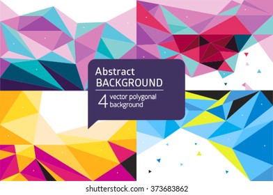 Vector set colorful geometric abstract background.